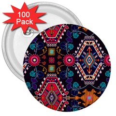 Pattern, Ornament, Motif, Colorful 3  Buttons (100 Pack)  by nateshop