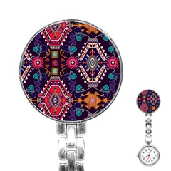 Pattern, Ornament, Motif, Colorful Stainless Steel Nurses Watch