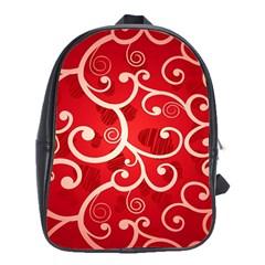 Patterns, Corazones, Texture, Red, School Bag (xl)