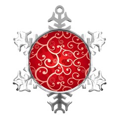 Patterns, Corazones, Texture, Red, Metal Small Snowflake Ornament by nateshop