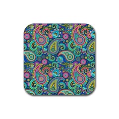 Patterns, Green Background, Texture Rubber Coaster (square) by nateshop