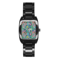 Patterns, Green Background, Texture Stainless Steel Barrel Watch by nateshop