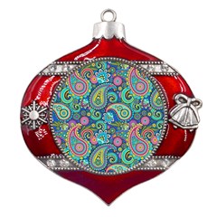 Patterns, Green Background, Texture Metal Snowflake And Bell Red Ornament