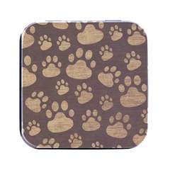 Paws Patterns, Creative, Footprints Patterns Square Metal Box (black) by nateshop