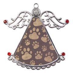 Paws Patterns, Creative, Footprints Patterns Metal Angel With Crystal Ornament by nateshop