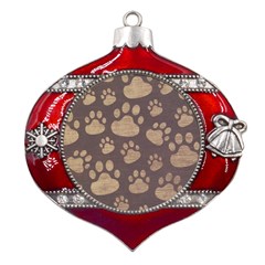 Paws Patterns, Creative, Footprints Patterns Metal Snowflake And Bell Red Ornament by nateshop