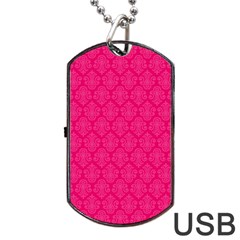 Pink Pattern, Abstract, Background, Bright, Desenho Dog Tag Usb Flash (two Sides) by nateshop