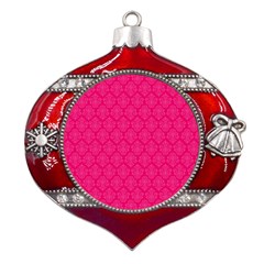 Pink Pattern, Abstract, Background, Bright, Desenho Metal Snowflake And Bell Red Ornament by nateshop