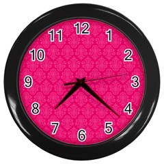 Pink Pattern, Abstract, Background, Bright, Desenho Wall Clock (black) by nateshop