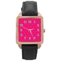 Pink Pattern, Abstract, Background, Bright, Desenho Rose Gold Leather Watch 