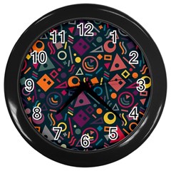 Random, Abstract, Forma, Cube, Triangle, Creative Wall Clock (black) by nateshop