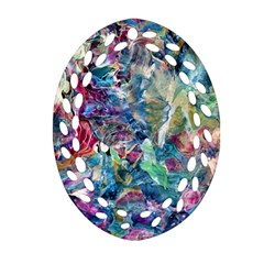 Abstract Confluence Oval Filigree Ornament (two Sides) by kaleidomarblingart