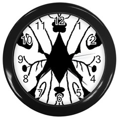 Black Silhouette Artistic Hand Draw Symbol Wb Wall Clock (black)