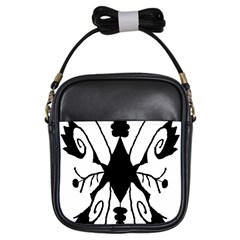 Black Silhouette Artistic Hand Draw Symbol Wb Girls Sling Bag by dflcprintsclothing