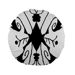Black Silhouette Artistic Hand Draw Symbol Wb Standard 15  Premium Flano Round Cushions by dflcprintsclothing