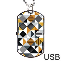 Pattern Tile Squares Triangles Seamless Geometry Dog Tag Usb Flash (two Sides)