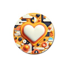 Valentine s Day Design Heart Love Poster Decor Romance Postcard Youth Fun Magnet 3  (round)