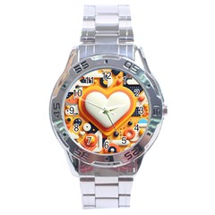 Valentine s Day Design Heart Love Poster Decor Romance Postcard Youth Fun Stainless Steel Analogue Watch by Maspions