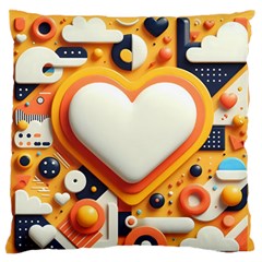 Valentine s Day Design Heart Love Poster Decor Romance Postcard Youth Fun Standard Premium Plush Fleece Cushion Case (one Side) by Maspions