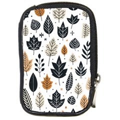 Autumn Leaves Fall Pattern Design Decor Nature Season Beauty Foliage Decoration Background Texture Compact Camera Leather Case by Maspions