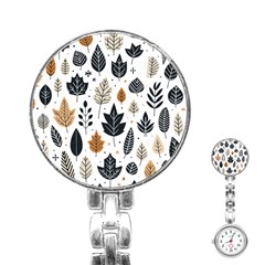 Autumn Leaves Fall Pattern Design Decor Nature Season Beauty Foliage Decoration Background Texture Stainless Steel Nurses Watch