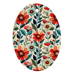 Flowers Flora Floral Background Pattern Nature Seamless Bloom Background Wallpaper Spring Ornament (oval)