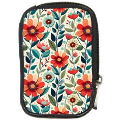 Flowers Flora Floral Background Pattern Nature Seamless Bloom Background Wallpaper Spring Compact Camera Leather Case