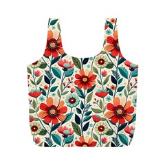 Flowers Flora Floral Background Pattern Nature Seamless Bloom Background Wallpaper Spring Full Print Recycle Bag (m)