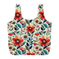 Flowers Flora Floral Background Pattern Nature Seamless Bloom Background Wallpaper Spring Full Print Recycle Bag (l)