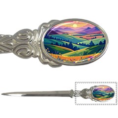 Field Valley Nature Meadows Flowers Dawn Landscape Letter Opener