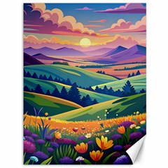 Field Valley Nature Meadows Flowers Dawn Landscape Canvas 36  X 48 