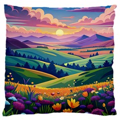 Field Valley Nature Meadows Flowers Dawn Landscape 16  Baby Flannel Cushion Case (two Sides)