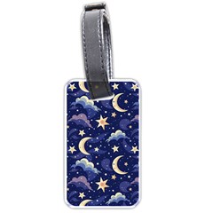 Night Moon Seamless Background Stars Sky Clouds Texture Pattern Luggage Tag (one Side)