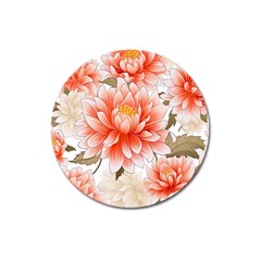 Flowers Plants Sample Design Rose Garden Flower Decoration Love Romance Bouquet Magnet 3  (round)