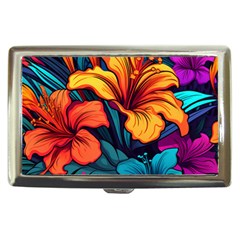 Hibiscus Flowers Colorful Vibrant Tropical Garden Bright Saturated Nature Cigarette Money Case by Maspions