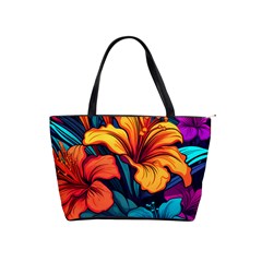 Hibiscus Flowers Colorful Vibrant Tropical Garden Bright Saturated Nature Classic Shoulder Handbag by Maspions