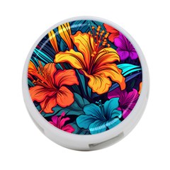 Hibiscus Flowers Colorful Vibrant Tropical Garden Bright Saturated Nature 4-port Usb Hub (one Side)