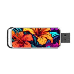 Hibiscus Flowers Colorful Vibrant Tropical Garden Bright Saturated Nature Portable Usb Flash (two Sides)