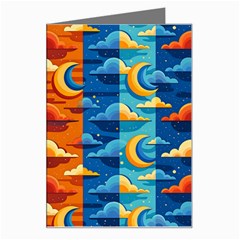 Clouds Stars Sky Moon Day And Night Background Wallpaper Greeting Card by Maspions