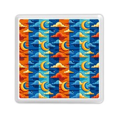 Clouds Stars Sky Moon Day And Night Background Wallpaper Memory Card Reader (square) by Maspions