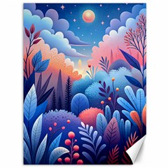 Nature Night Bushes Flowers Leaves Clouds Landscape Berries Story Fantasy Wallpaper Background Sampl Canvas 36  X 48  by Maspions