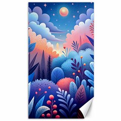 Nature Night Bushes Flowers Leaves Clouds Landscape Berries Story Fantasy Wallpaper Background Sampl Canvas 40  X 72  by Maspions