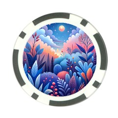 Nature Night Bushes Flowers Leaves Clouds Landscape Berries Story Fantasy Wallpaper Background Sampl Poker Chip Card Guard