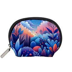 Nature Night Bushes Flowers Leaves Clouds Landscape Berries Story Fantasy Wallpaper Background Sampl Accessory Pouch (small)