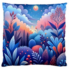 Nature Night Bushes Flowers Leaves Clouds Landscape Berries Story Fantasy Wallpaper Background Sampl Large Premium Plush Fleece Cushion Case (two Sides) by Maspions