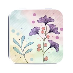 Flower Paint Flora Nature Plant Square Metal Box (black) by Maspions