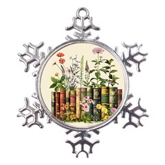 Books Flowers Book Flower Flora Floral Metal Large Snowflake Ornament