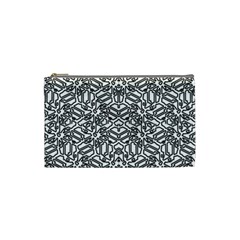 Monochrome Maze Design Print Cosmetic Bag (small) by dflcprintsclothing