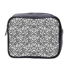 Monochrome Maze Design Print Mini Toiletries Bag (two Sides) by dflcprintsclothing