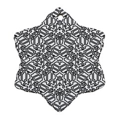 Monochrome Maze Design Print Snowflake Ornament (two Sides) by dflcprintsclothing